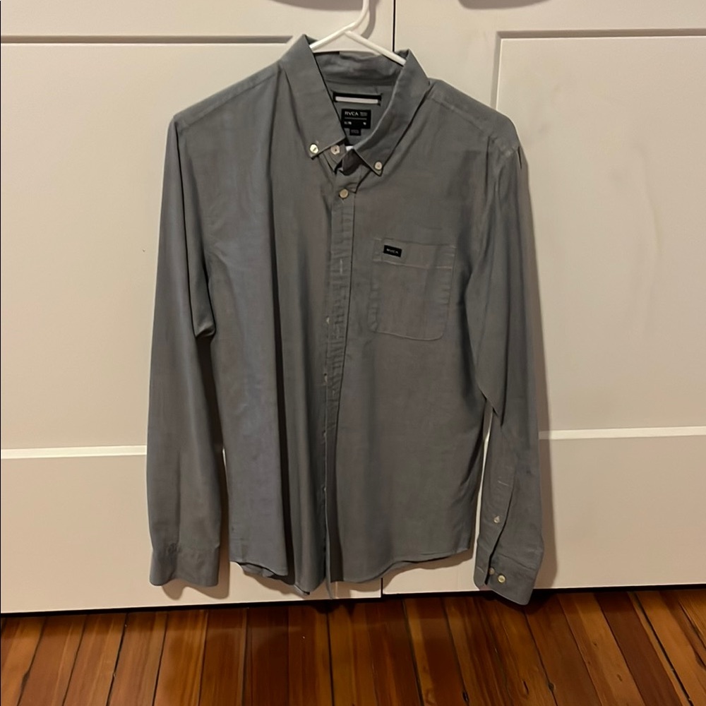 RVCA Men's Gray Slimfit Button-Down Shirt